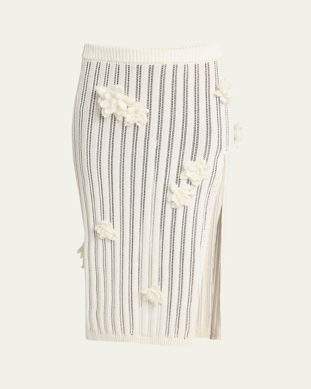 Flower Applique Lace Pencil Skirt